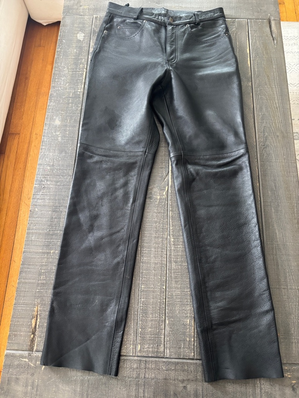 Wilson Black Straight-Leg Leather Pants